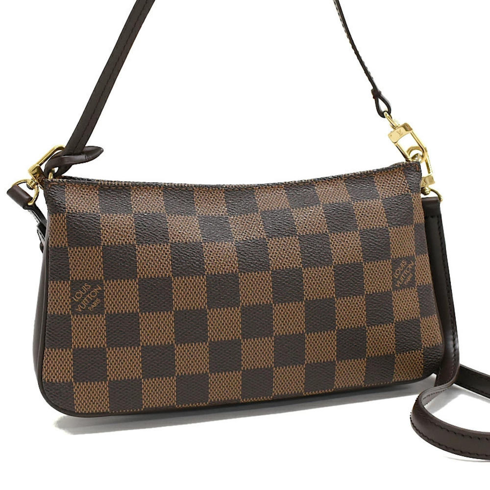 Louis Vuitton Navona Accessory Clutch Ebene Brown Leather Brown